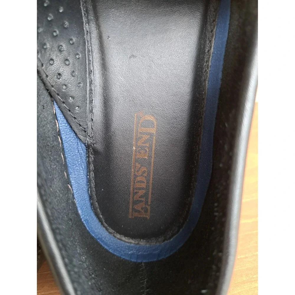 LANDS'END Men's Black Leather Classic Penny Loafers Slip-On Comfort Shoes 9D New